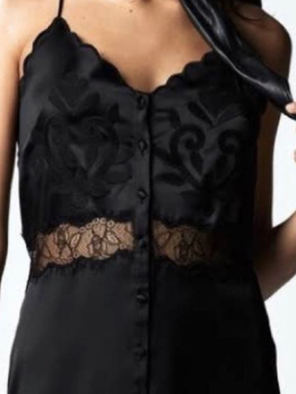 Zara limited edition Black lace slip dress with embroidered trim. xs - Picture 2 of 14